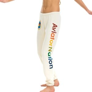 AVIATOR NATION Sweatpants, Vintage White S…